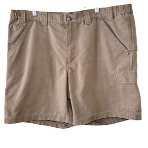 Duluth Trading Co Cargo Shorts Mens Size 42 Fire Hose Brown Work Utility Khaki